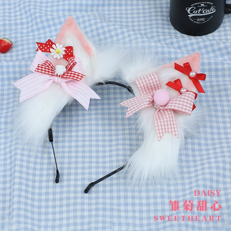 Plaid Fox Ears - cat ears, fox ear, furry, kitten