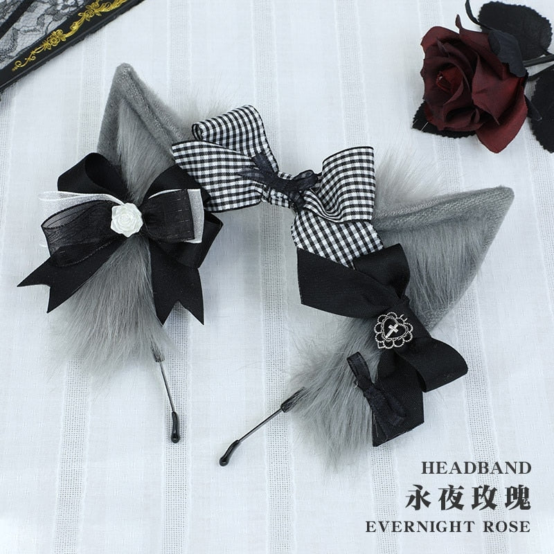 Plaid Fox Ears - cat ears, fox ear, furry, kitten