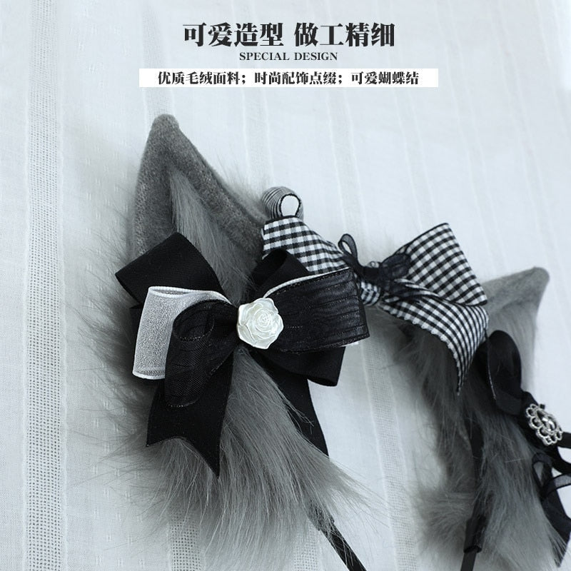 Plaid Fox Ears - cat ears, fox ear, furry, kitten