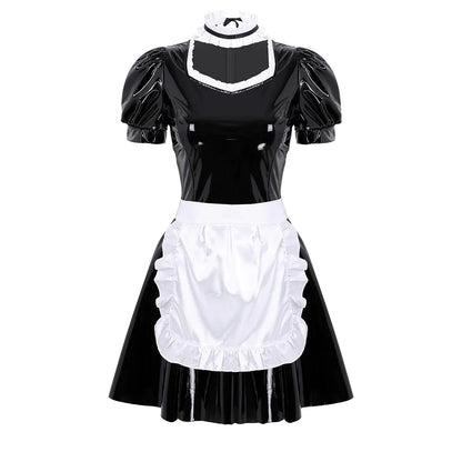 Pleather maid dress - apron - bodysuit - bodysuits - cosplay - cosplaying