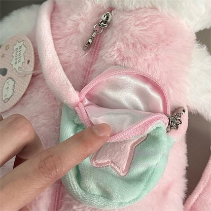 Sac bandoulière en peluche avec chat Ribbit et écouteurs