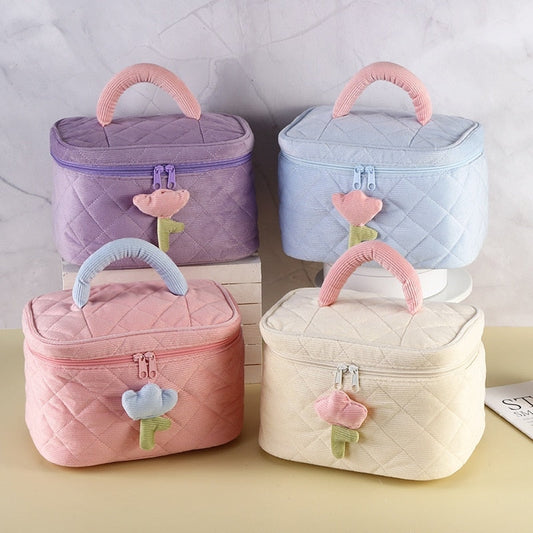 Plush Tulip Make-Up Case - bags, flowers, makeup bag, tulip Kawaii Babe