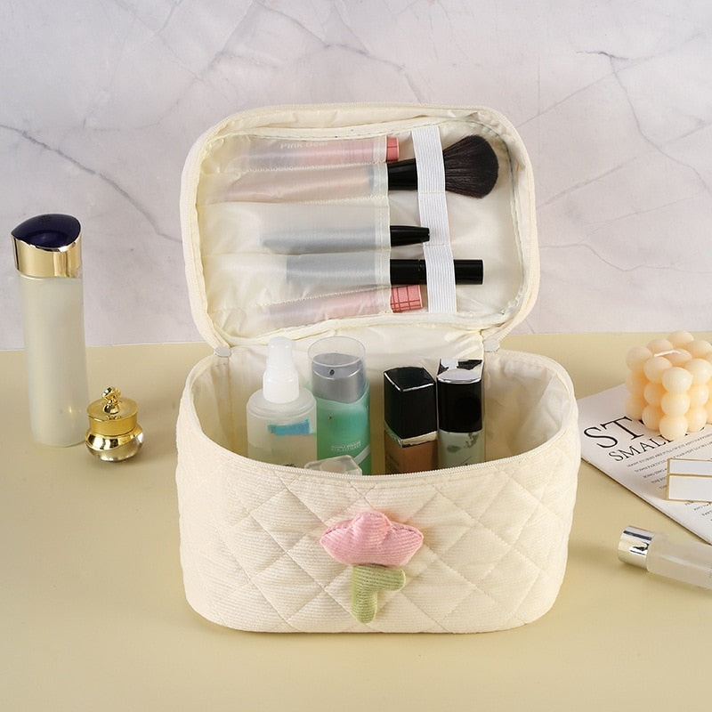 Plush Tulip Make-Up Case - bags, flowers, makeup bag, tulip Kawaii Babe