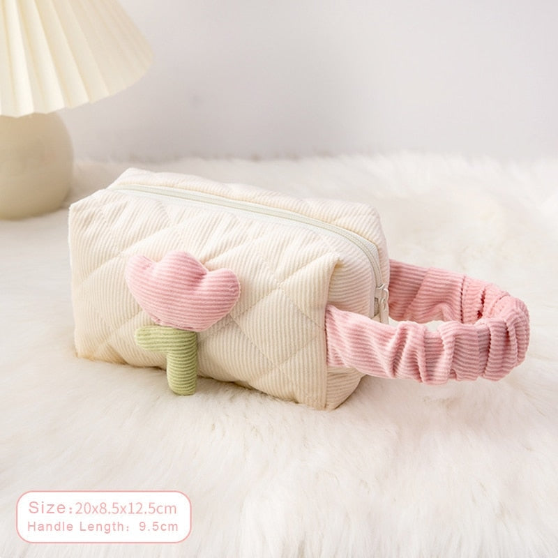 Plush Tulip Make-Up Case - bags, flowers, makeup bag, tulip Kawaii Babe