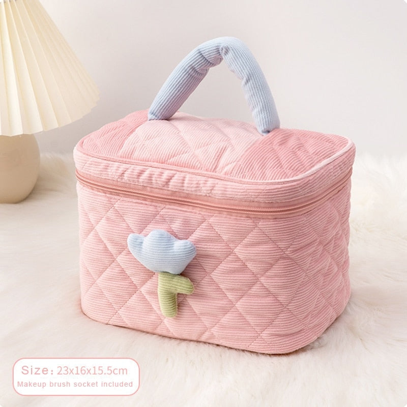 Plush Tulip Make-Up Case - bags, flowers, makeup bag, tulip Kawaii Babe