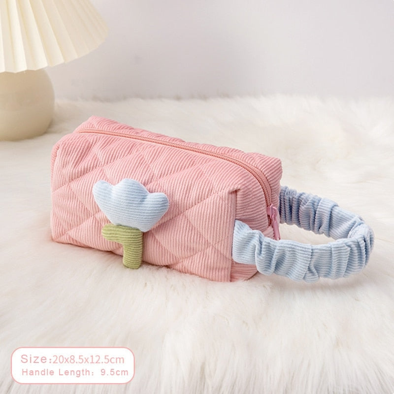 Plush Tulip Make-Up Case - bags, flowers, makeup bag, tulip Kawaii Babe