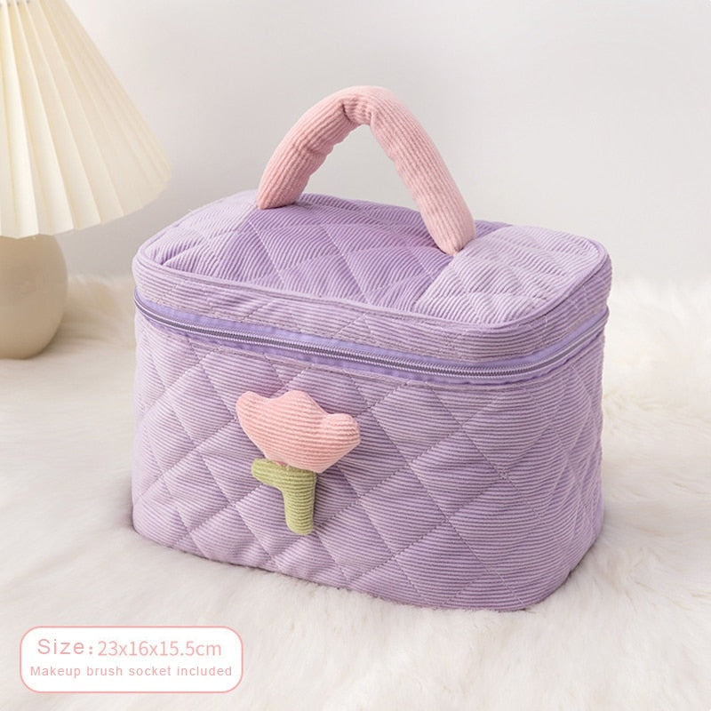Plush Tulip Make-Up Case - bags, flowers, makeup bag, tulip Kawaii Babe