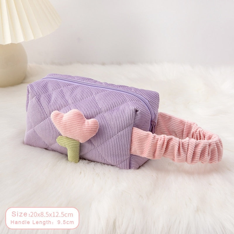Plush Tulip Make-Up Case - bags, flowers, makeup bag, tulip Kawaii Babe