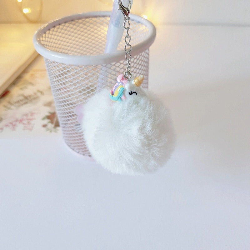 Plush Unicorn Pompom Pens - fairy-kei, pastelcore, pen, stationary, unicorn Kawaii Babe