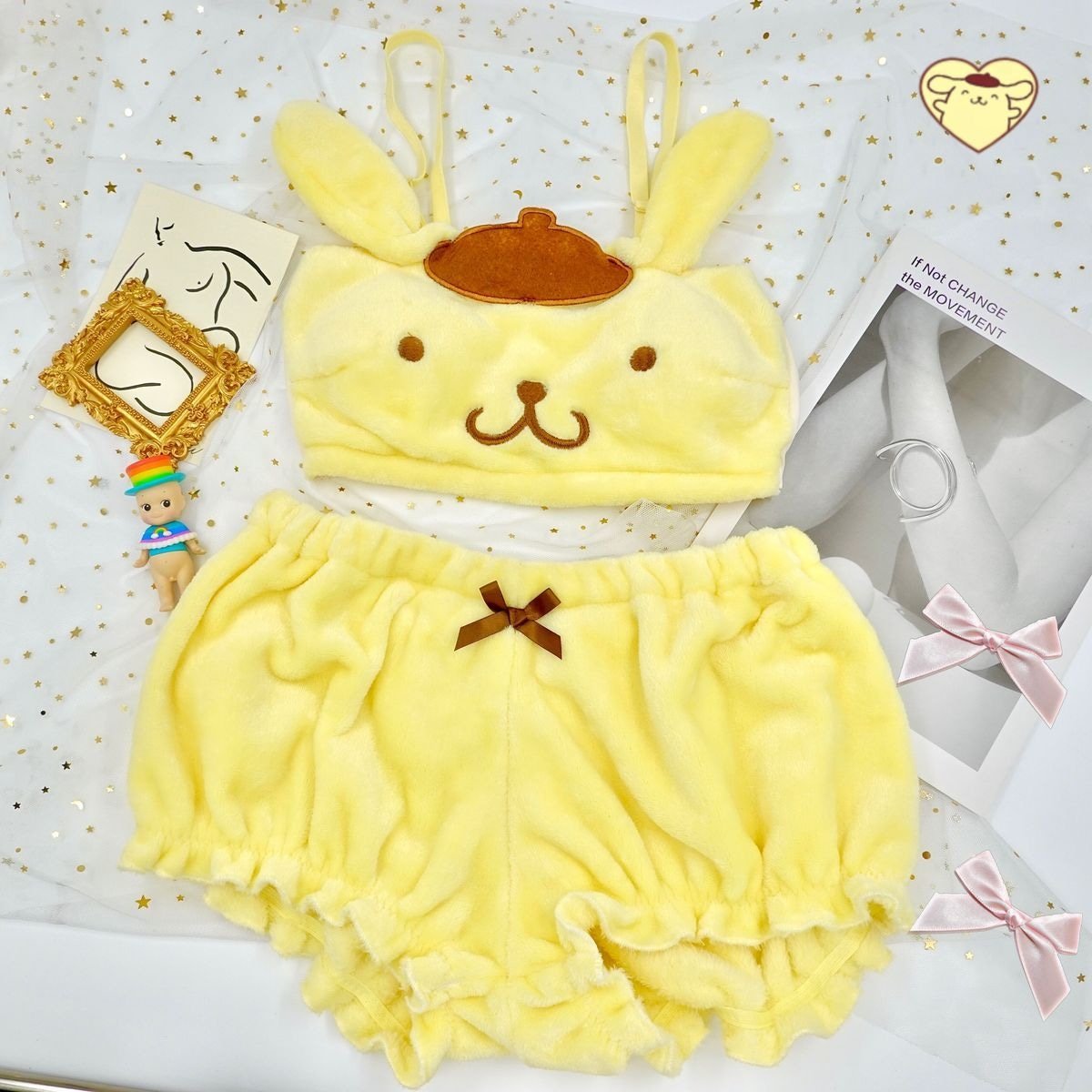 Pompompurin Lingerie Set - bloomers, bra and panties, panty, bras, brasier