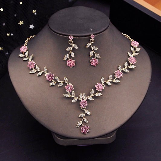 Princess rose jewelry set - earrings - floral - flowers - jeweled - jewelry