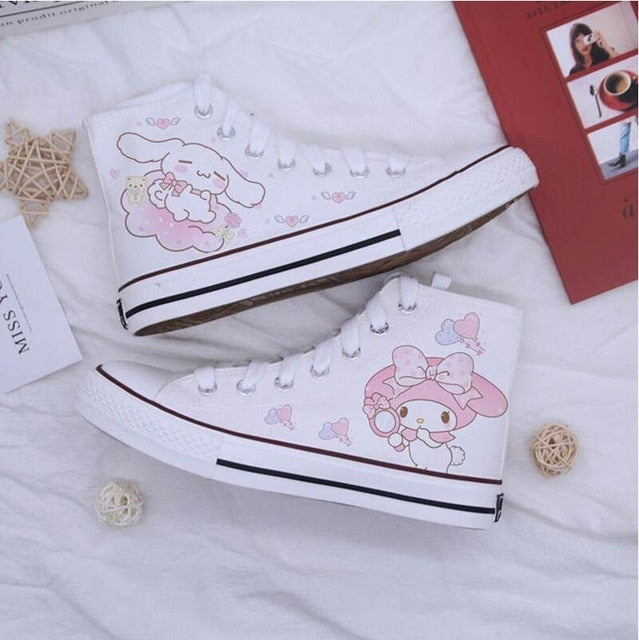 Kawaii Rosa Hohe Canvas Sneakers Schuhe SK376