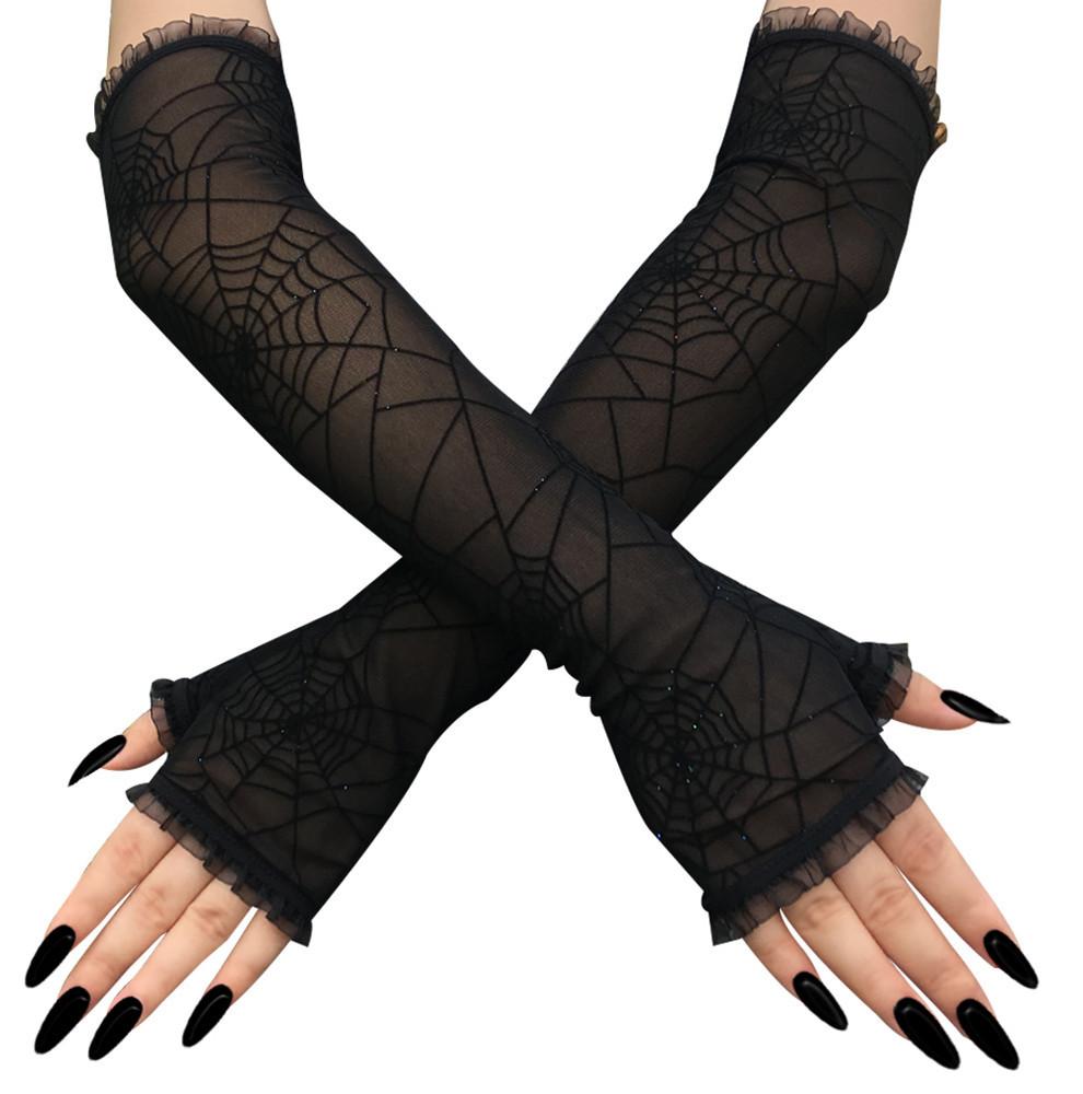Black Gloves Web Lace Spider