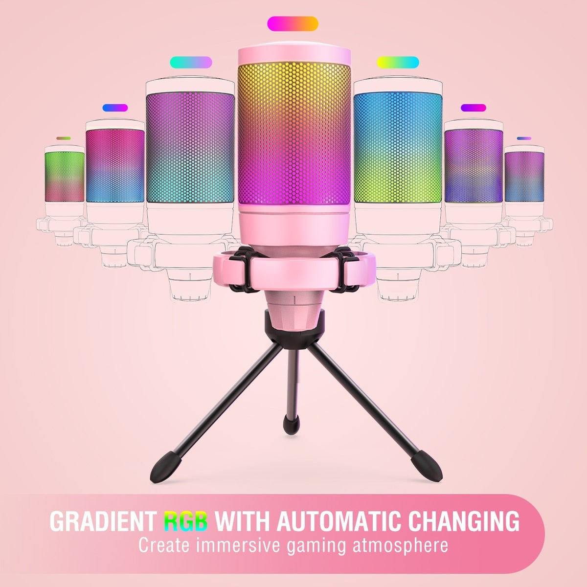 Professional pink streaming microphone - egirl - egirls - electronics - gamer -