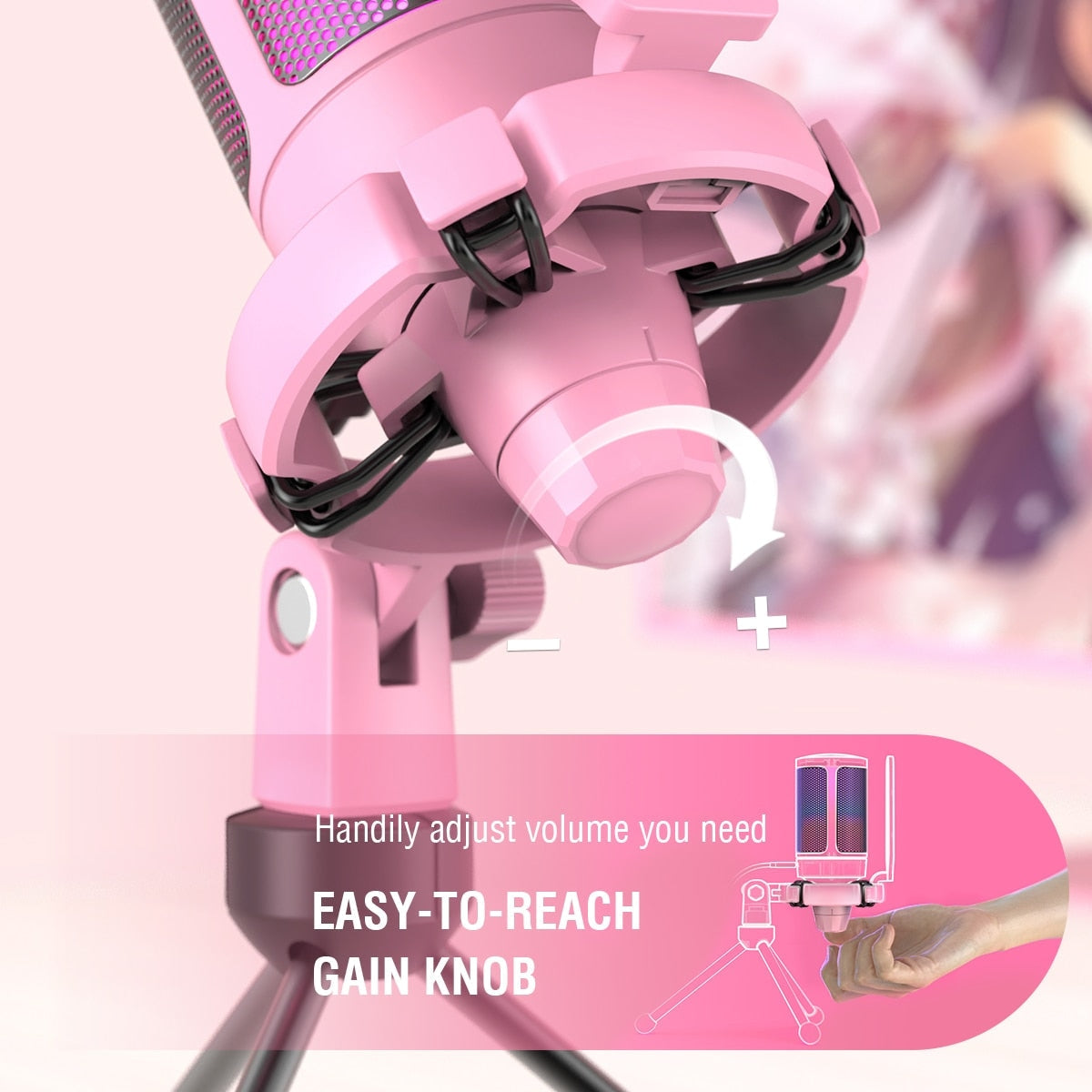 Professional pink streaming microphone - egirl - egirls - electronics - gamer -