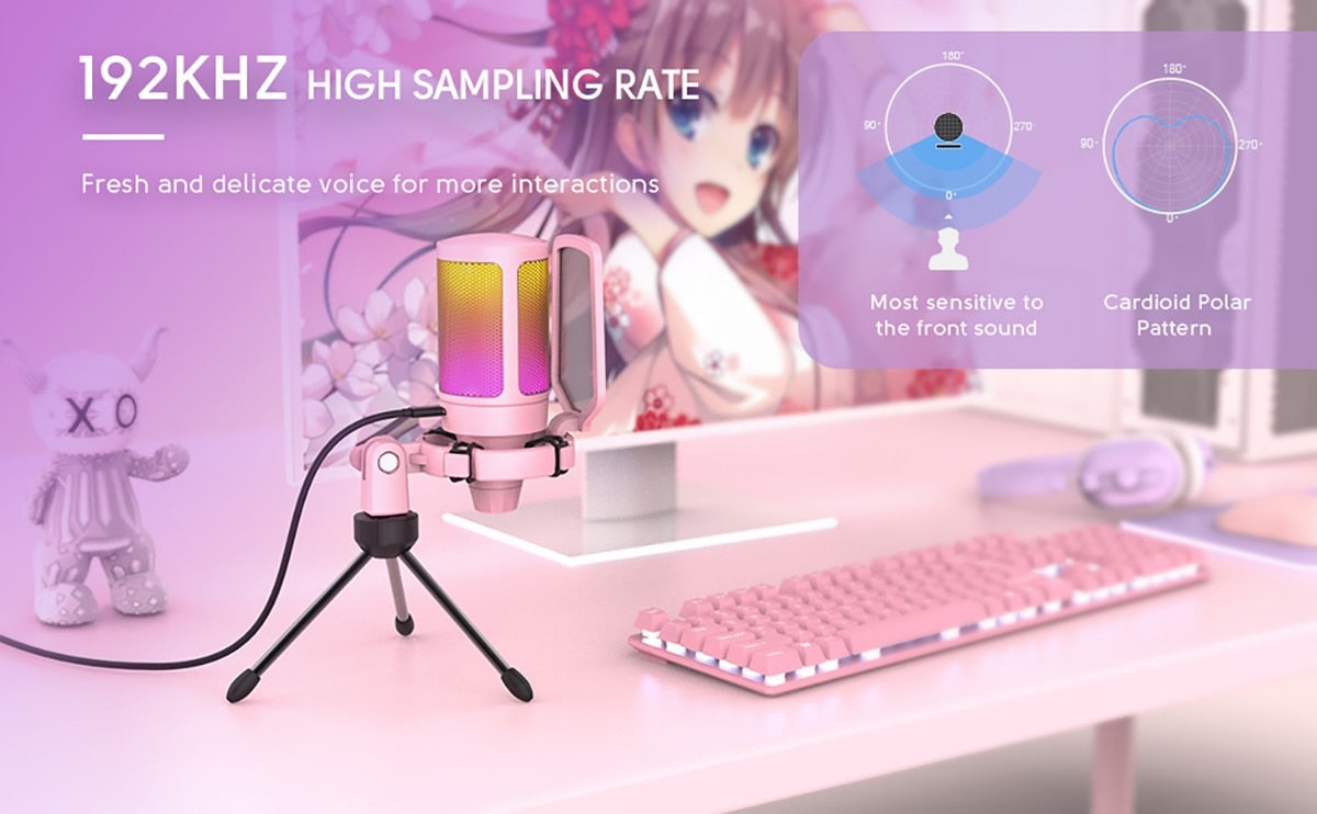 Professional pink streaming microphone - egirl - egirls - electronics - gamer -