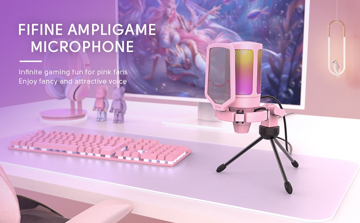 Professional pink streaming microphone - egirl - egirls - electronics - gamer -