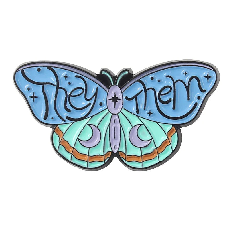 Pronoun butterfly enamel pins - enamel pin - pins - lapel