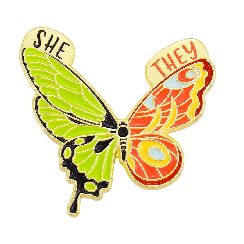 Pronoun butterfly enamel pins - enamel pin - pins - lapel