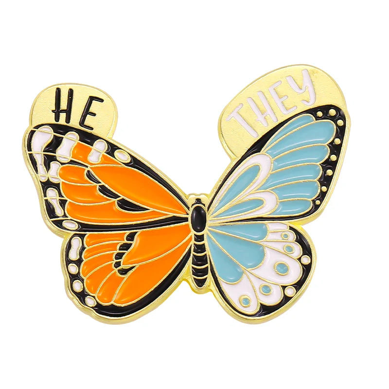 Pronoun butterfly enamel pins - enamel pin - pins - lapel