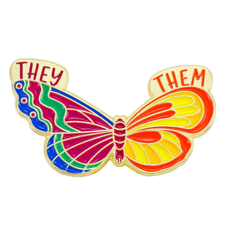 Pronoun butterfly enamel pins - enamel pin - pins - lapel