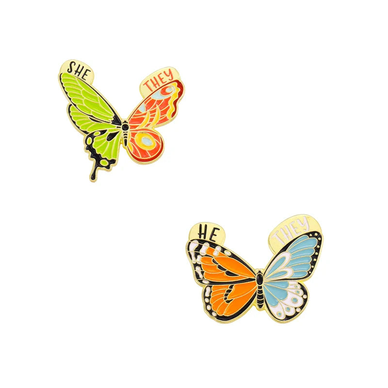 Pronoun butterfly enamel pins - enamel pin - pins - lapel