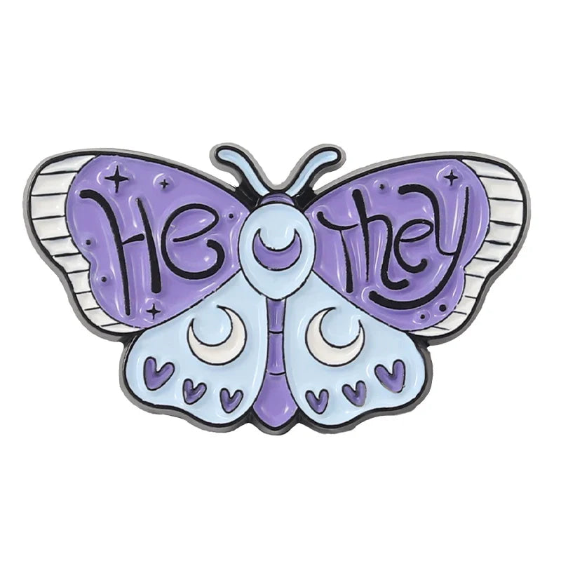 Pronoun butterfly enamel pins - enamel pin - pins - lapel