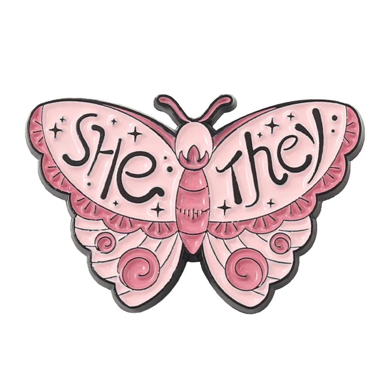 Pronoun butterfly enamel pins - enamel pin - pins - lapel