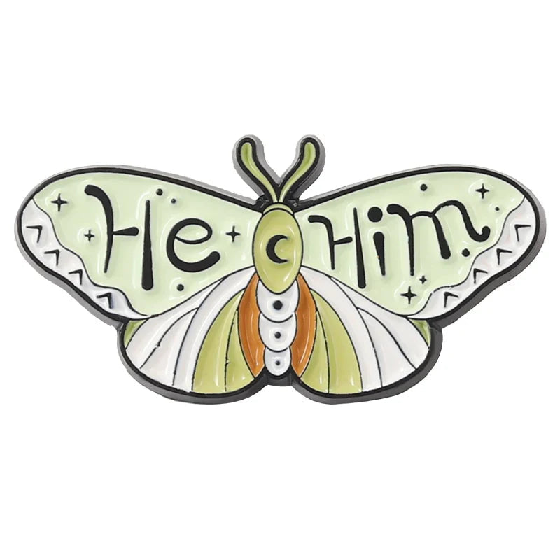 Pronoun butterfly enamel pins - enamel pin - pins - lapel