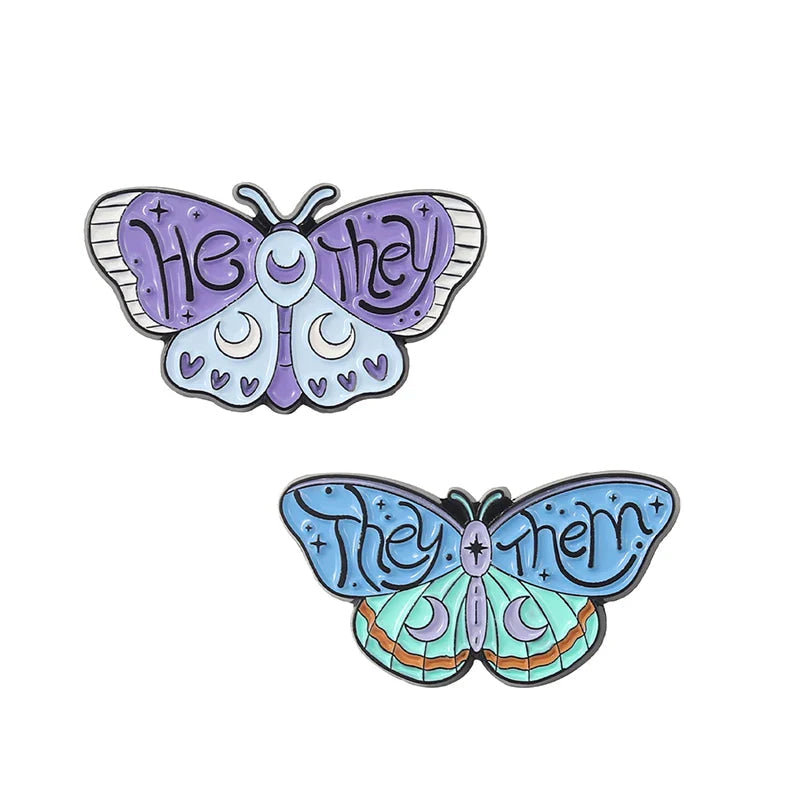 Pronoun butterfly enamel pins - enamel pin - pins - lapel