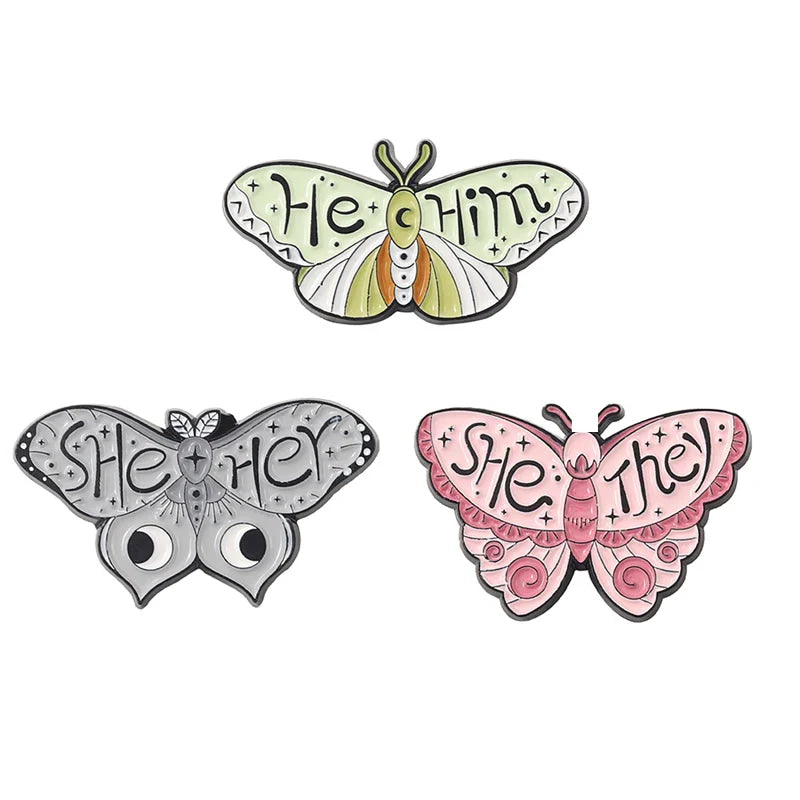 Pronoun butterfly enamel pins - enamel pin - pins - lapel