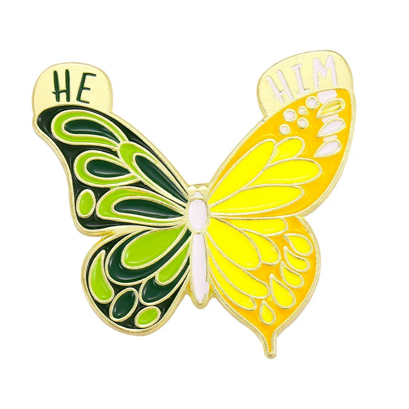 Pronoun butterfly enamel pins - enamel pin - pins - lapel