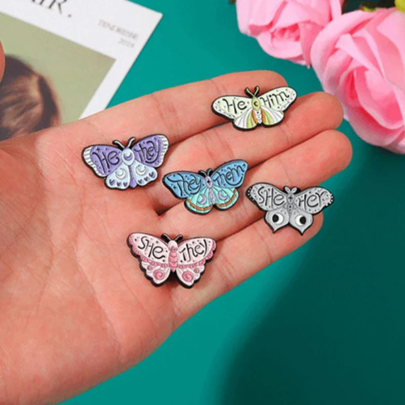 Pronoun butterfly enamel pins - enamel pin - pins - lapel