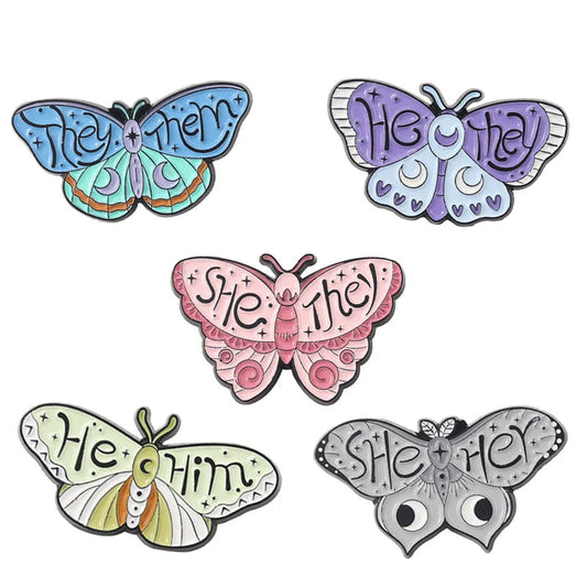 Pronoun butterfly enamel pins - enamel pin - pins - lapel