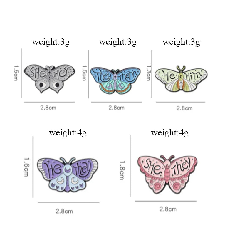 Pronoun butterfly enamel pins - enamel pin - pins - lapel