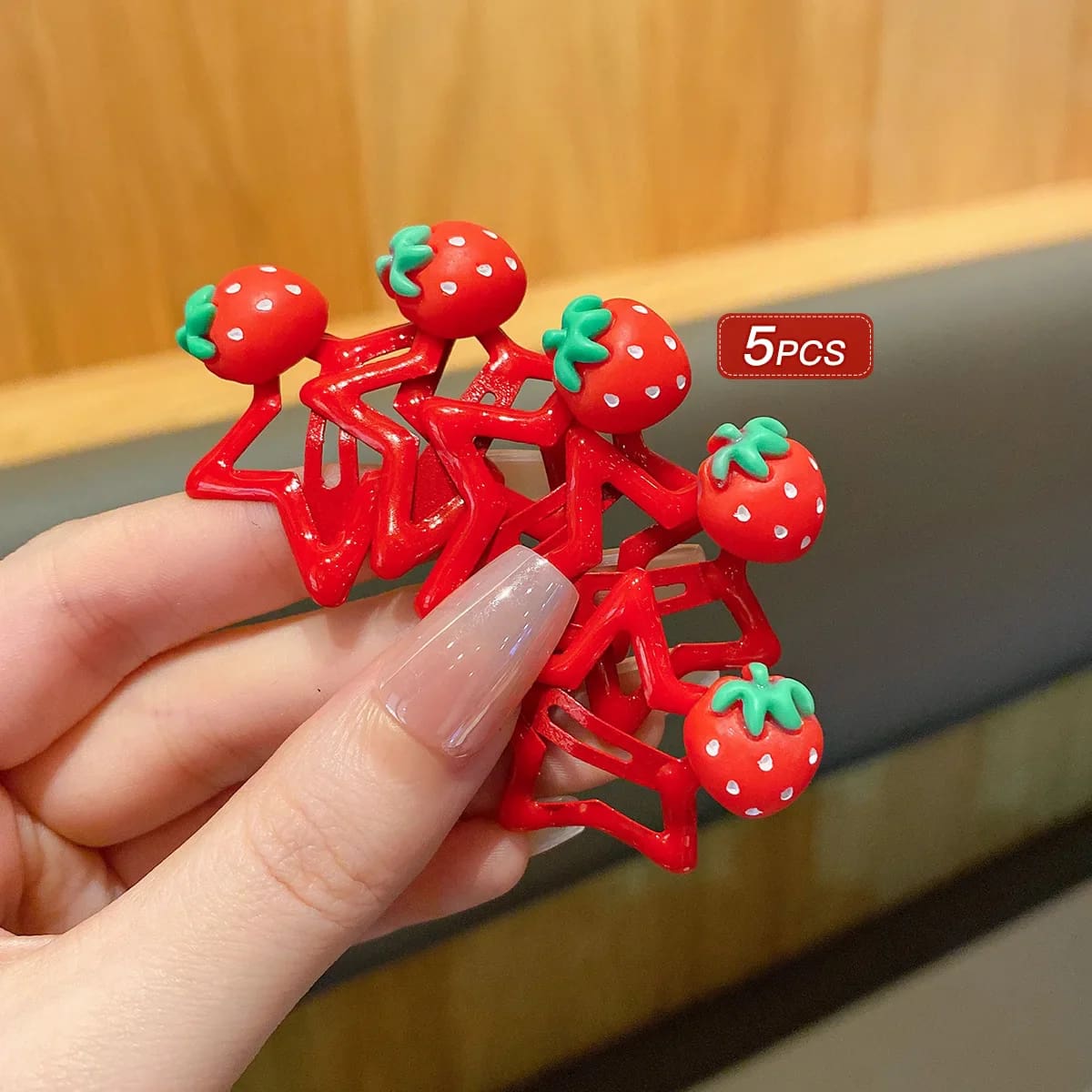 Kawaii red strawberry star hair clip set barrettes