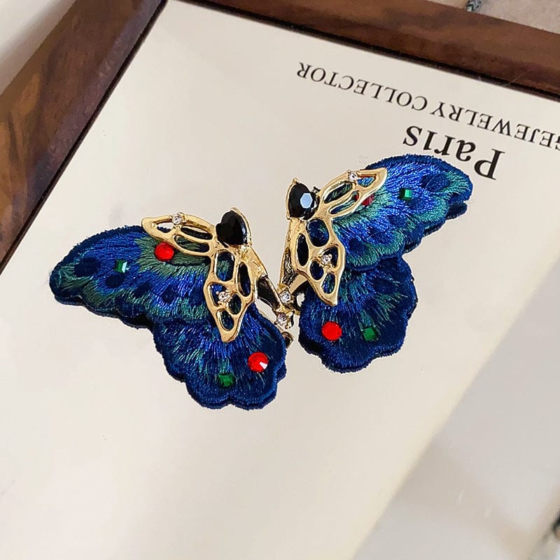 Retro Chunky Rhinestone Inlaid Butterfly Stud Earrings