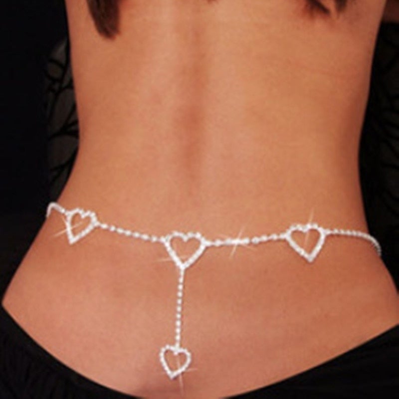 Rhinestone Heart Chain Belt - accessores, accessories, accessorries, accessory, belt