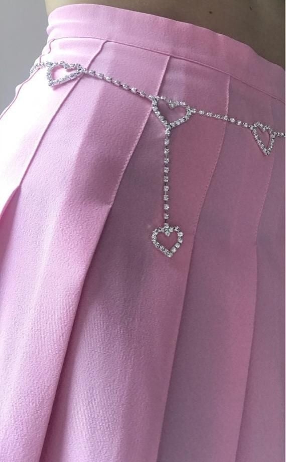 Rhinestone Heart Chain Belt - accessores, accessories, accessorries, accessory, belt