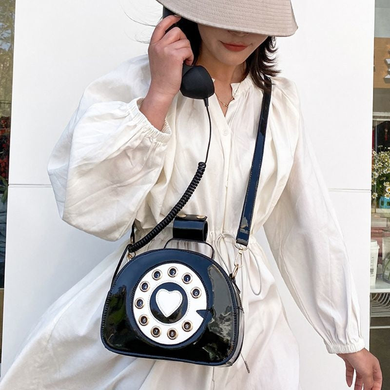 Rotary phone handbag - bags - handbag - handbags - phone - pu material