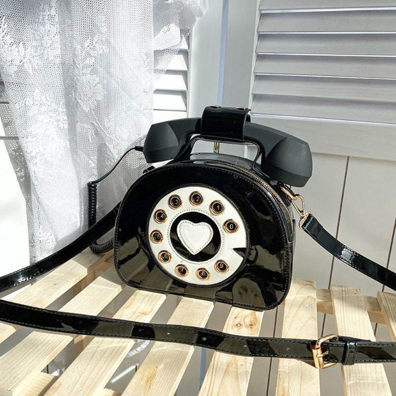 Rotary phone handbag - bags - handbag - handbags - phone - pu material