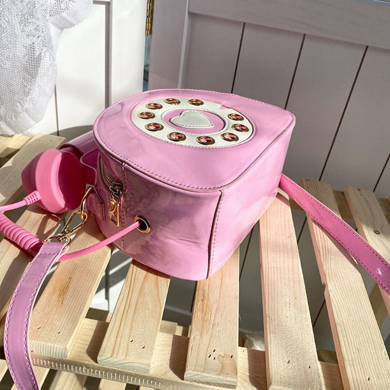 Rotary phone handbag - bags - handbag - handbags - phone - pu material