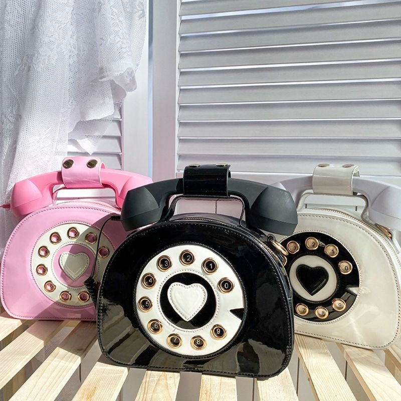 Rotary phone handbag - bags - handbag - handbags - phone - pu material