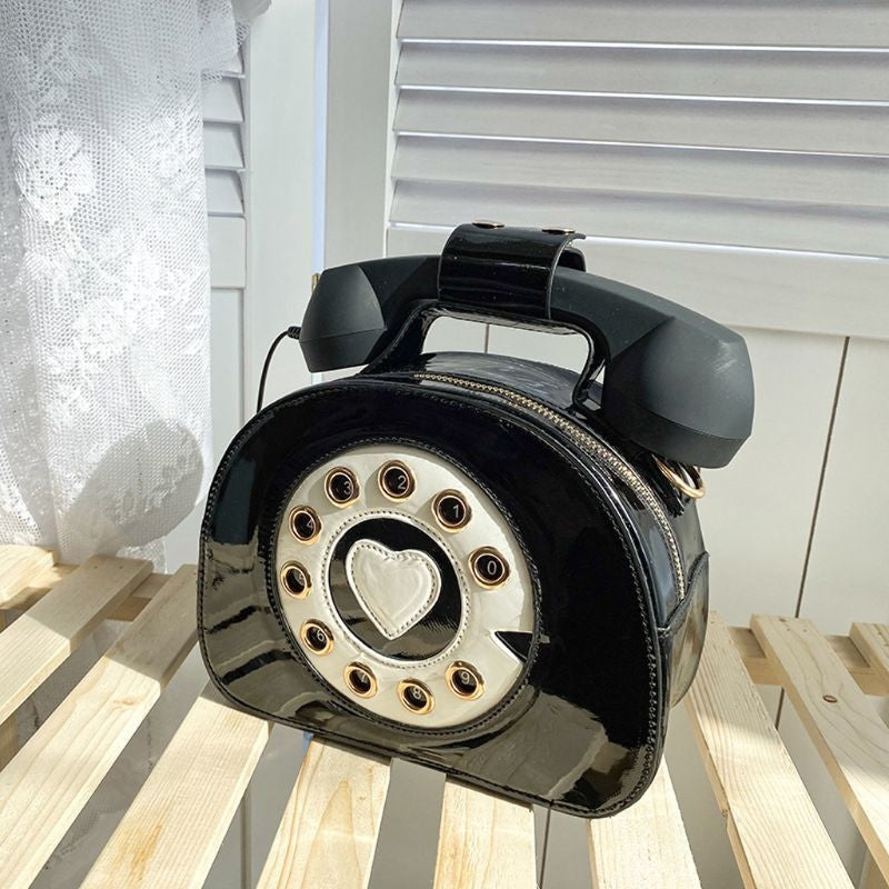 Rotary phone handbag - bags - handbag - handbags - phone - pu material