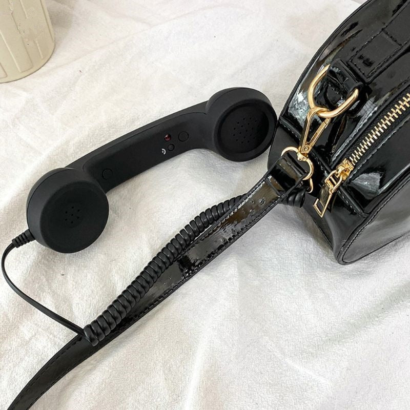 Rotary phone handbag - bags - handbag - handbags - phone - pu material