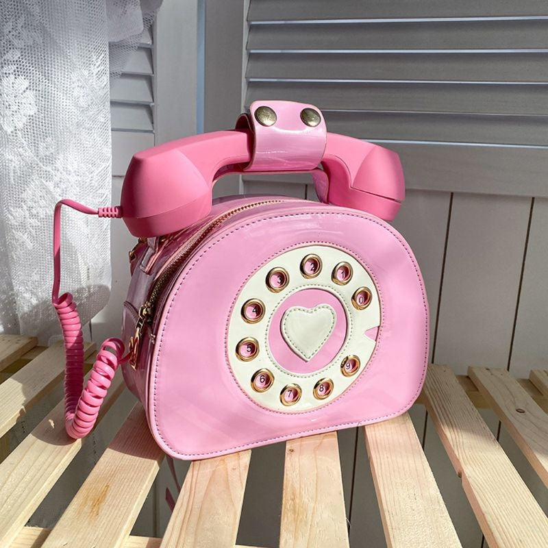 Rotary phone handbag - bags - handbag - handbags - phone - pu material