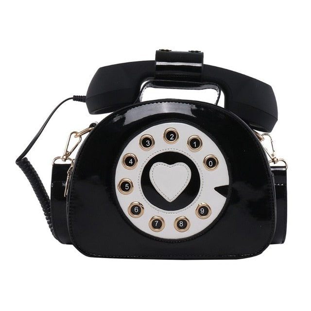 Rotary phone handbag - bags - handbag - handbags - phone - pu material