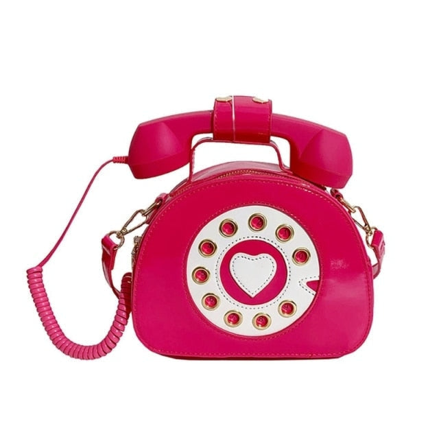 Rotary phone handbag - bags - handbag - handbags - phone - pu material