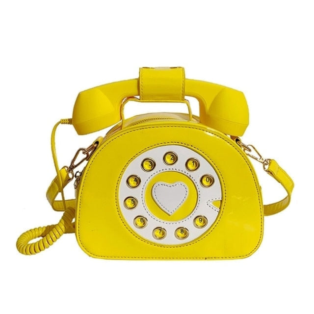 Rotary phone handbag - bags - handbag - handbags - phone - pu material