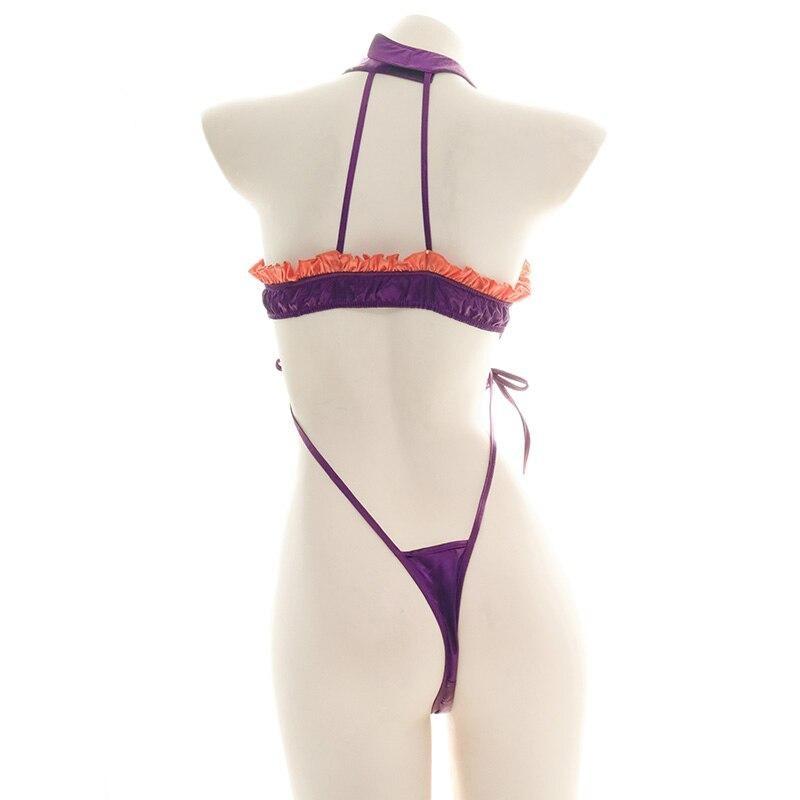 Ruffled Bat Halloween Monokini Set - bat, bats, bib, choker, collar